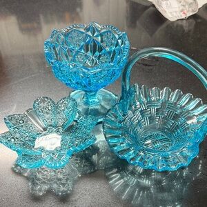 Elegant Blue Glass Decorative Set